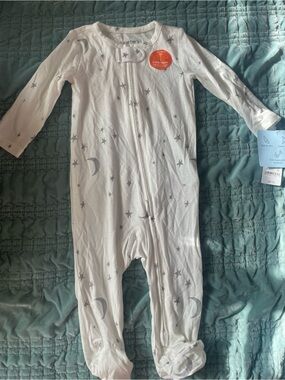 Carter's White Footed Pajamas with Gray Moon & Star Print